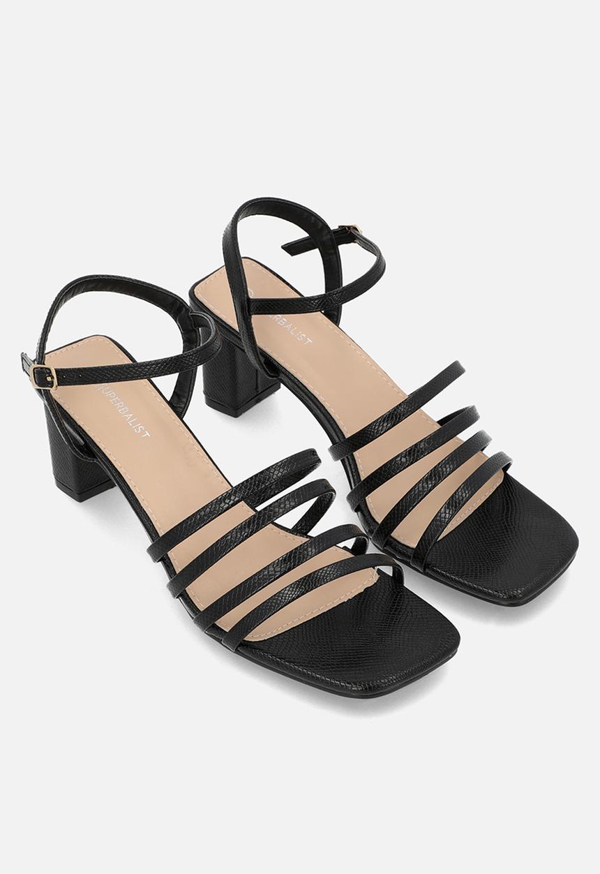 edit - Lena anklestrap block heel - black
