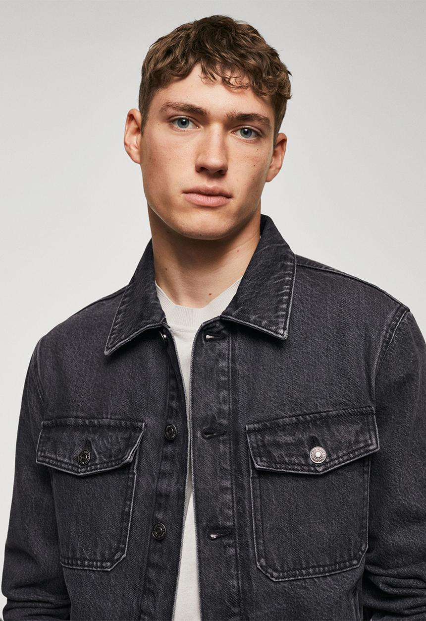 MANGO - Jacket henry - open grey