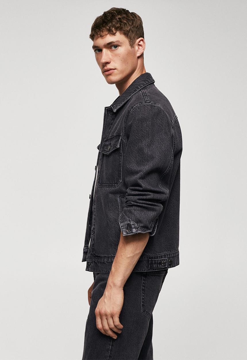 MANGO - Jacket henry - open grey