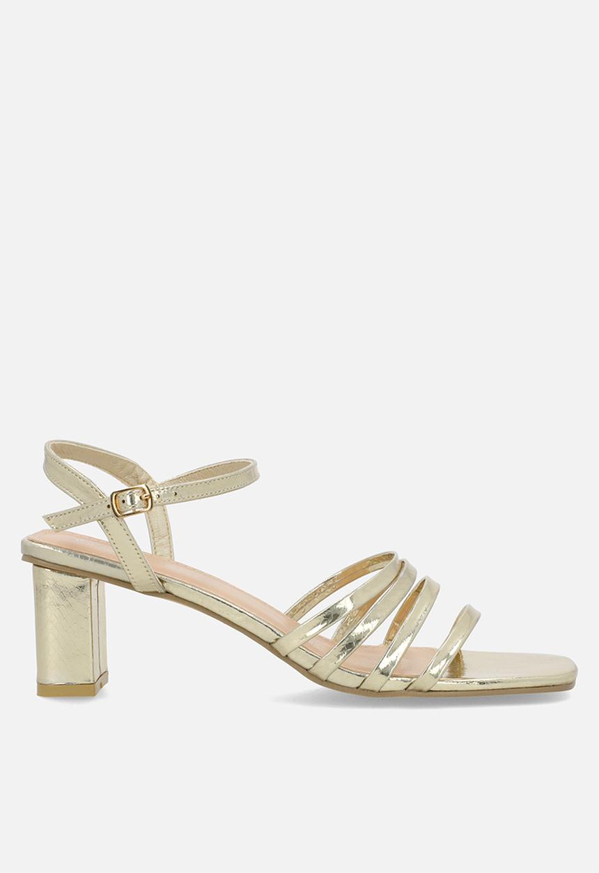 edit - Lena anklestrap block heel - gold