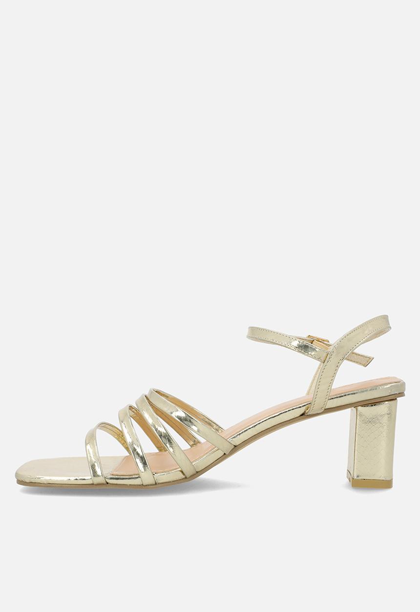 edit - Lena anklestrap block heel - gold