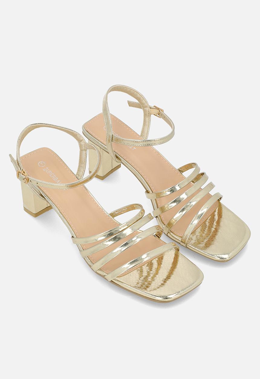 edit - Lena anklestrap block heel - gold