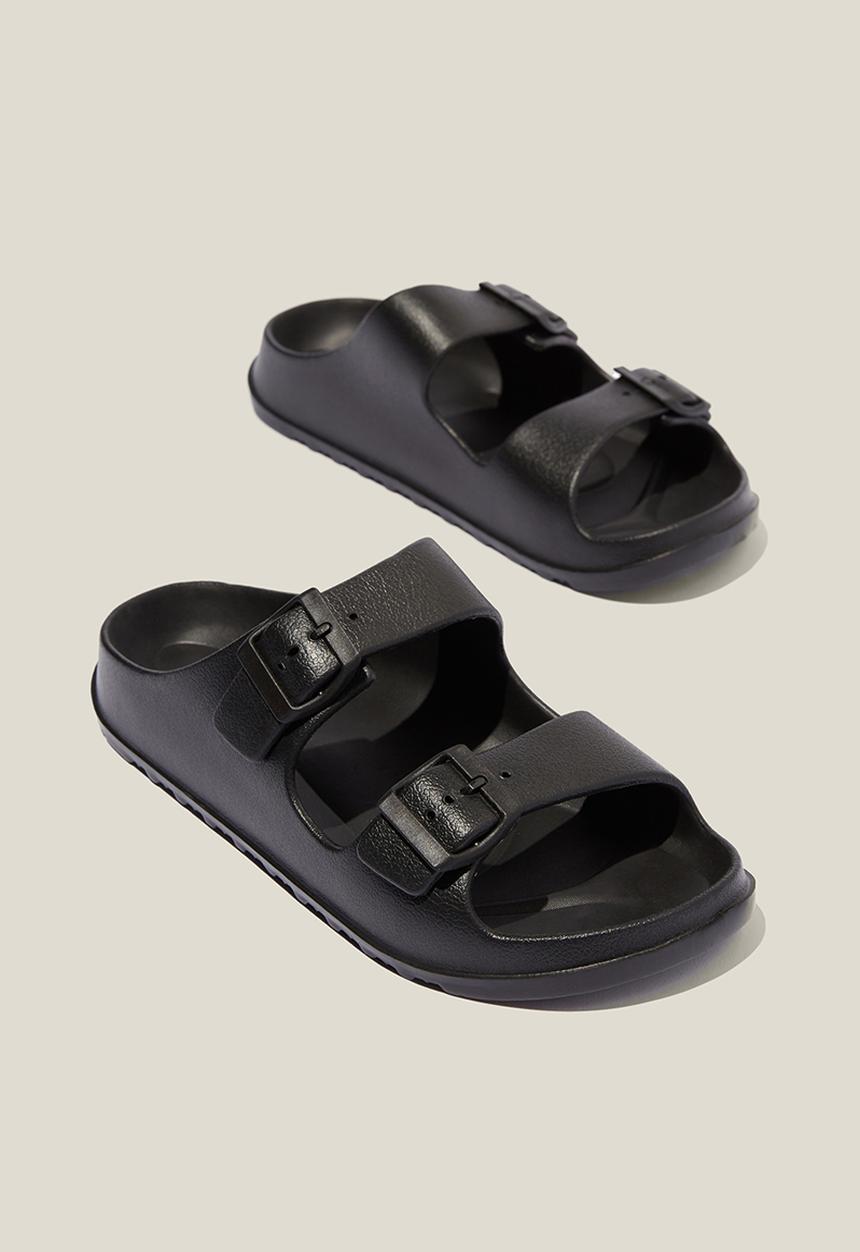 Cotton On - Bronte double buckle slide - black
