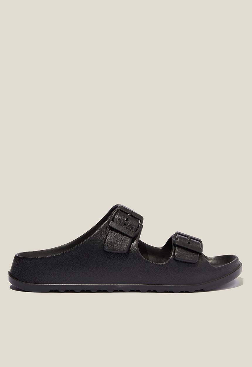 Cotton On - Bronte double buckle slide - black