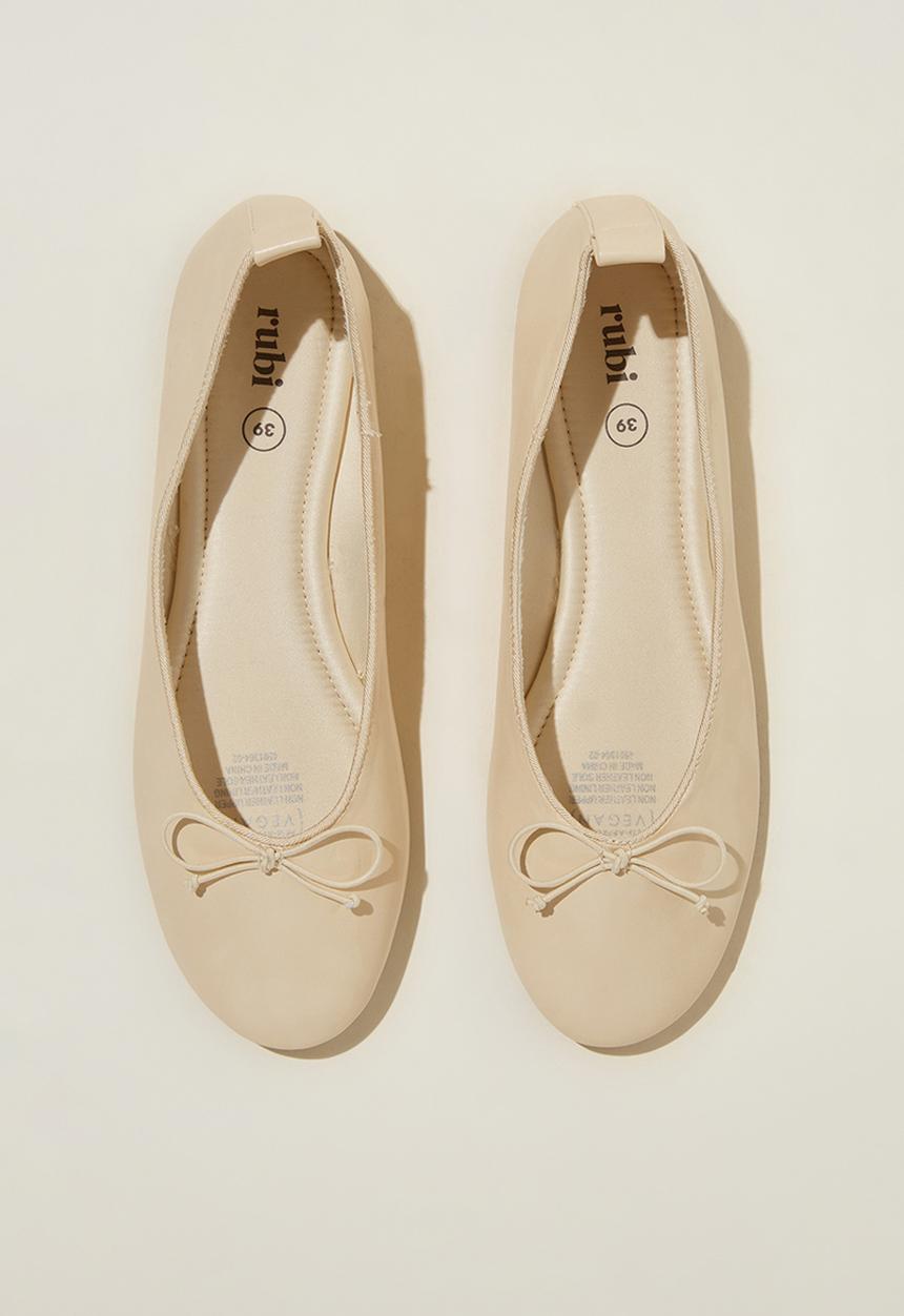 Cotton On - Emily bow ballerina - bone
