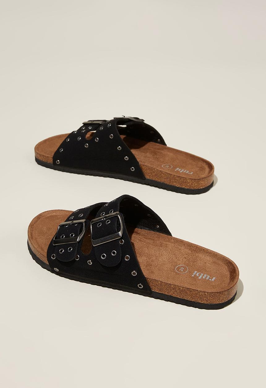 Cotton On - Rex double buckle hardware slide - black micro