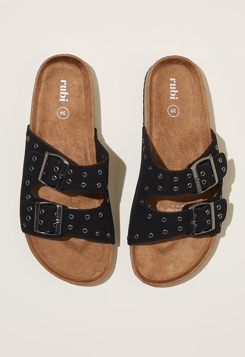 Cotton On - Rex double buckle hardware slide - black micro