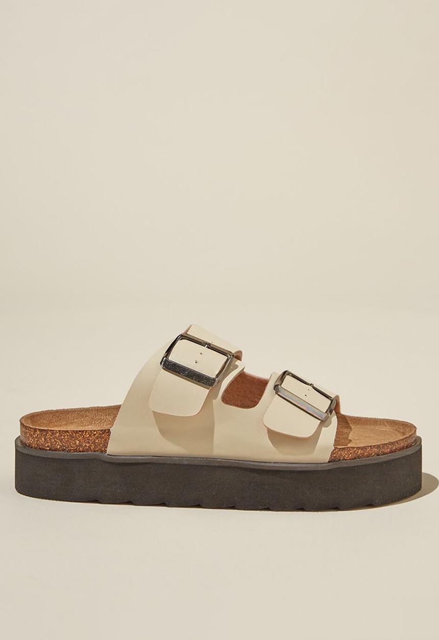 Cotton On - Rex flatform buckle slide - ecru
