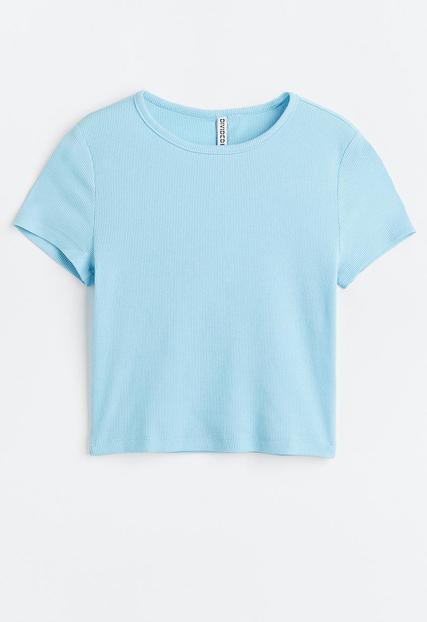 H&M - Ribbed cropped top - blue