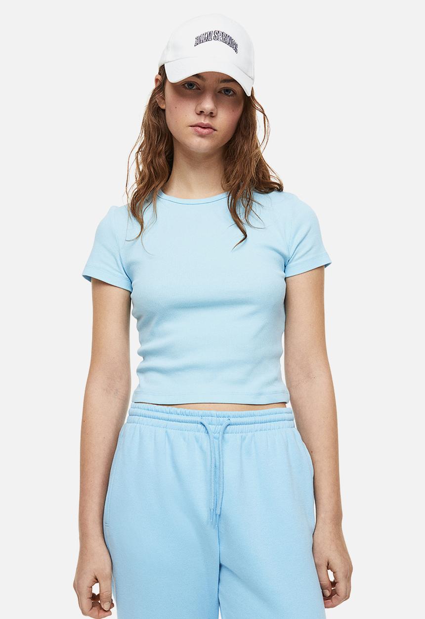H&M - Ribbed cropped top - blue
