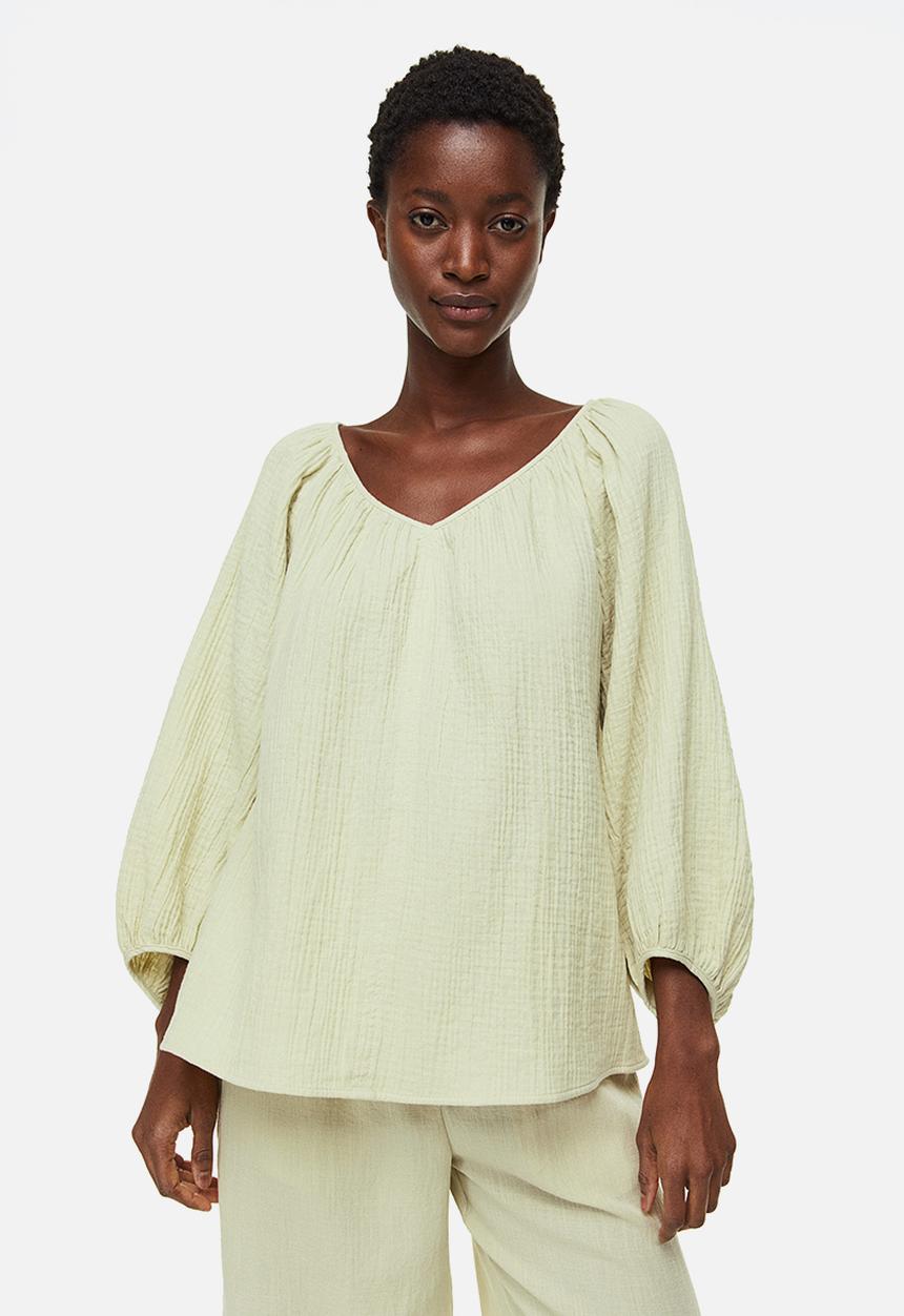 H&M - Crinkled blouse - green