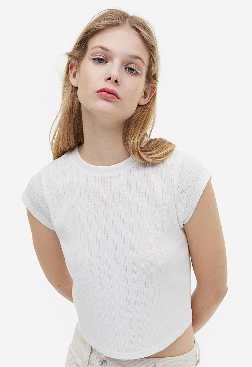 H&M - Pointelle jersey top - white