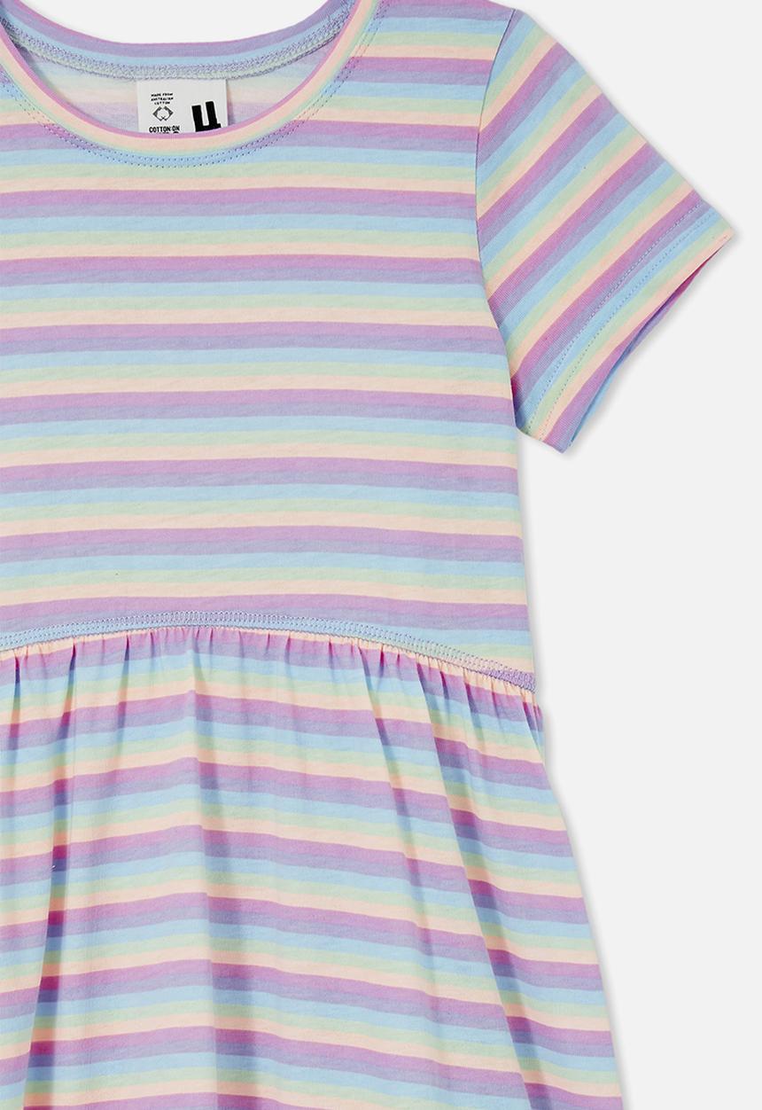 Cotton On - Freya short sleeve dress - rainbow stripe