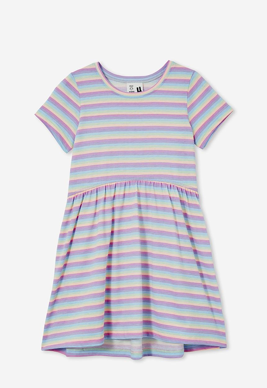 Cotton On - Freya short sleeve dress - rainbow stripe