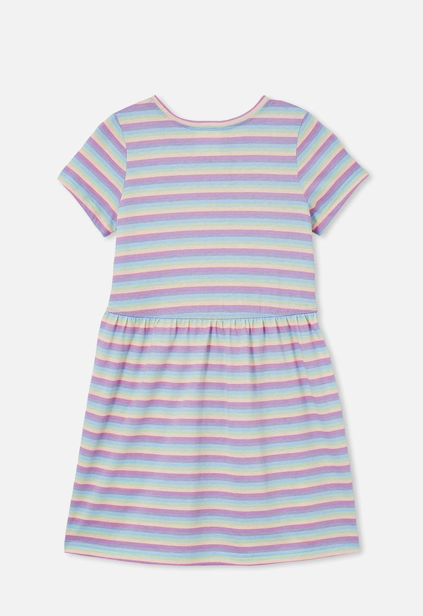 Cotton On - Freya short sleeve dress - rainbow stripe