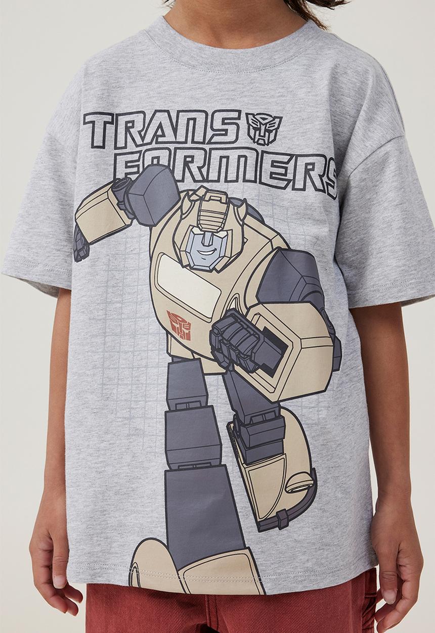 Cotton On - License drop shoulder short sleeve tee - lcn has fog grey marle/transformers