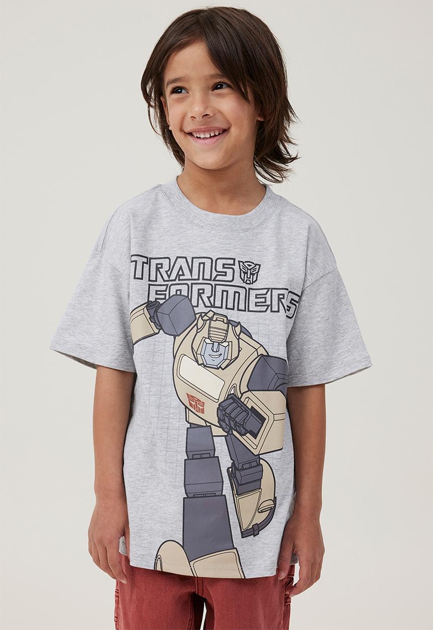 Cotton On - License drop shoulder short sleeve tee - lcn has fog grey marle/transformers