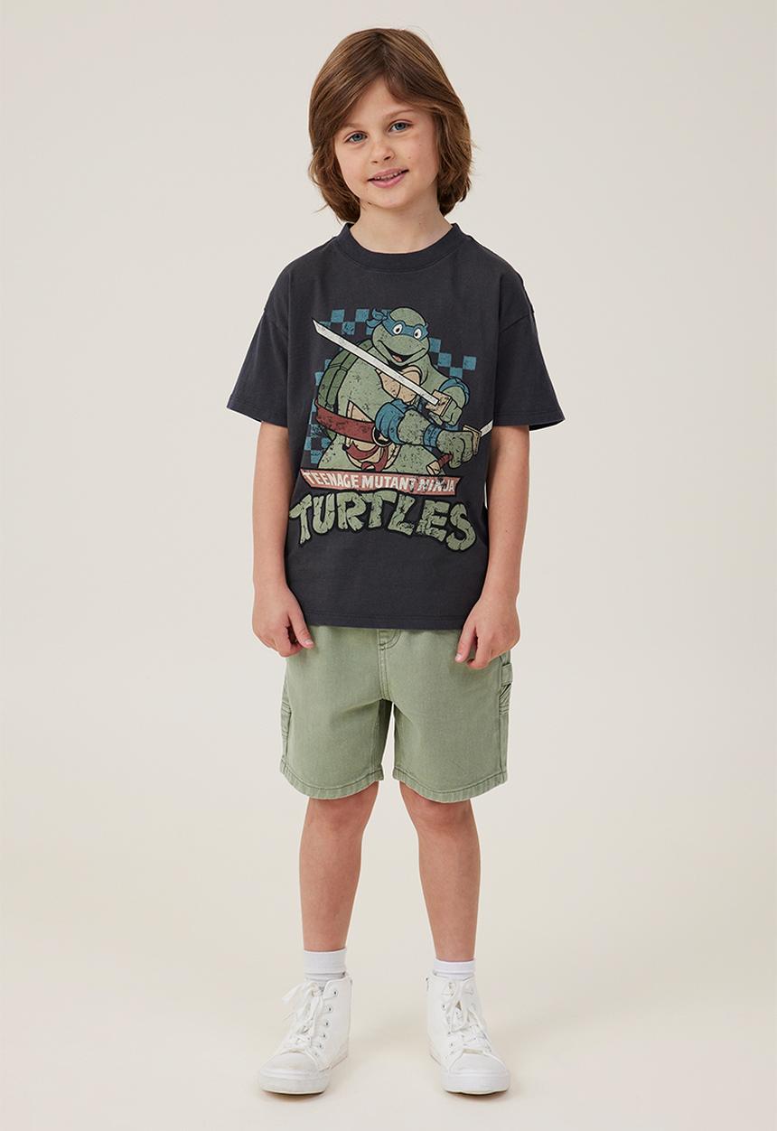 Cotton On - License drop shoulder short sleeve tee - lcn nic phantom wash/the turtles