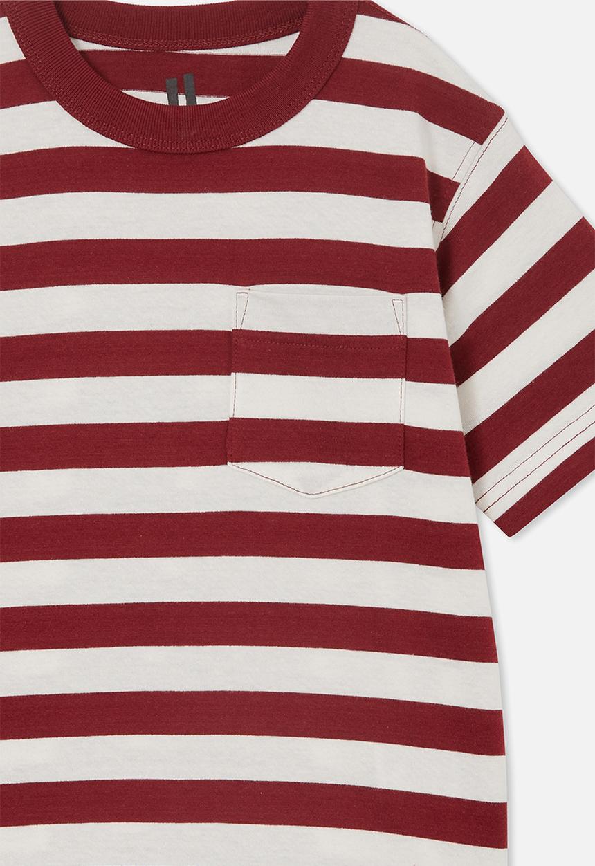 Cotton On - The essential short sleeve tee - noir grape/vanilla stripe