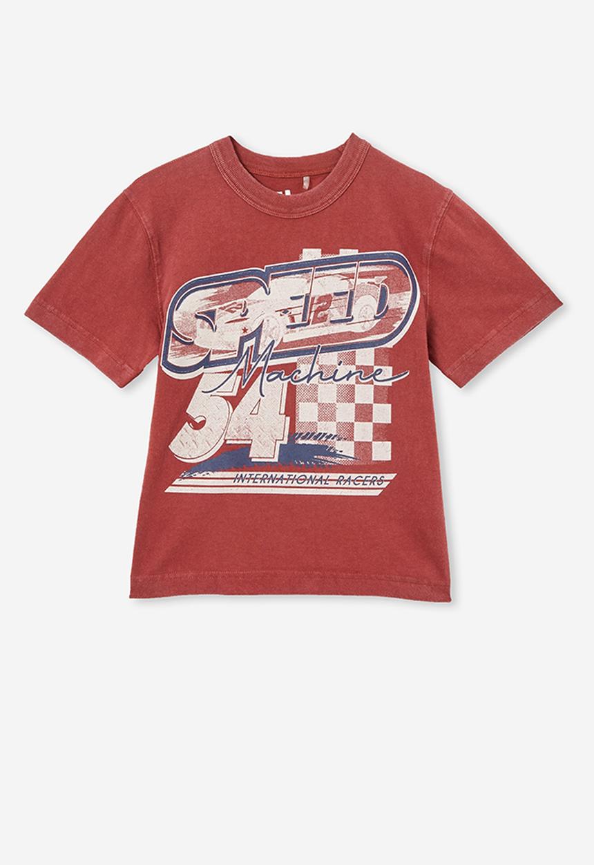 Cotton On - Jonny short sleeve print tee - henna/speed machine