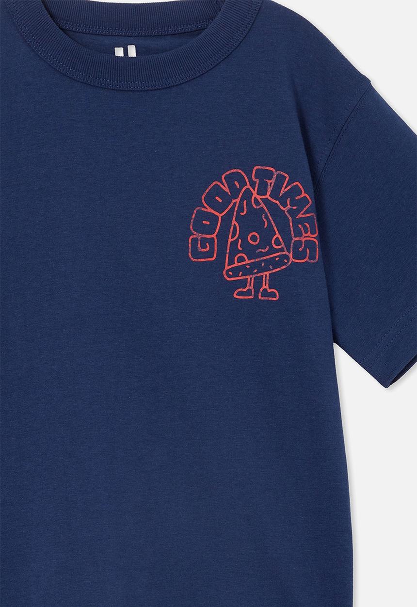 Cotton On - Jonny short sleeve print tee - in the navy/good times people and pizza