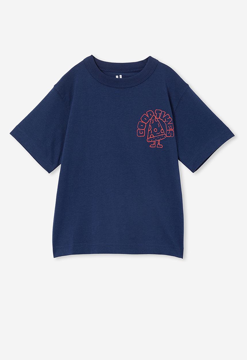 Cotton On - Jonny short sleeve print tee - in the navy/good times people and pizza