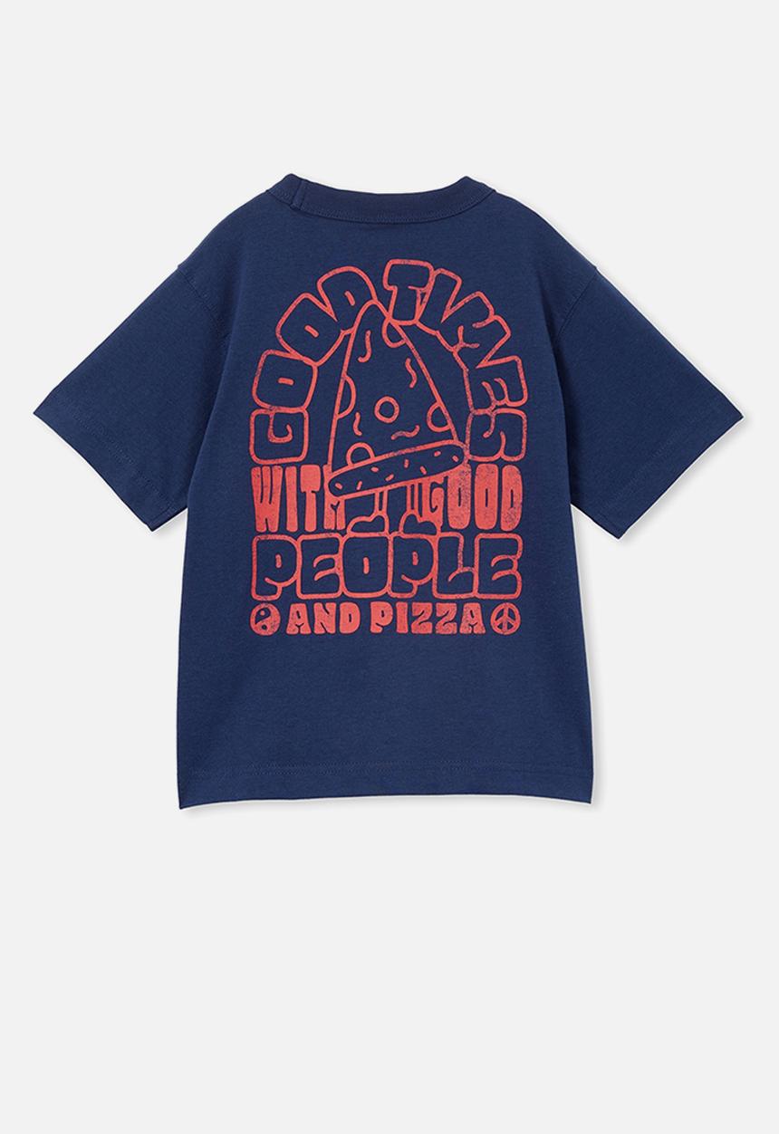 Cotton On - Jonny short sleeve print tee - in the navy/good times people and pizza
