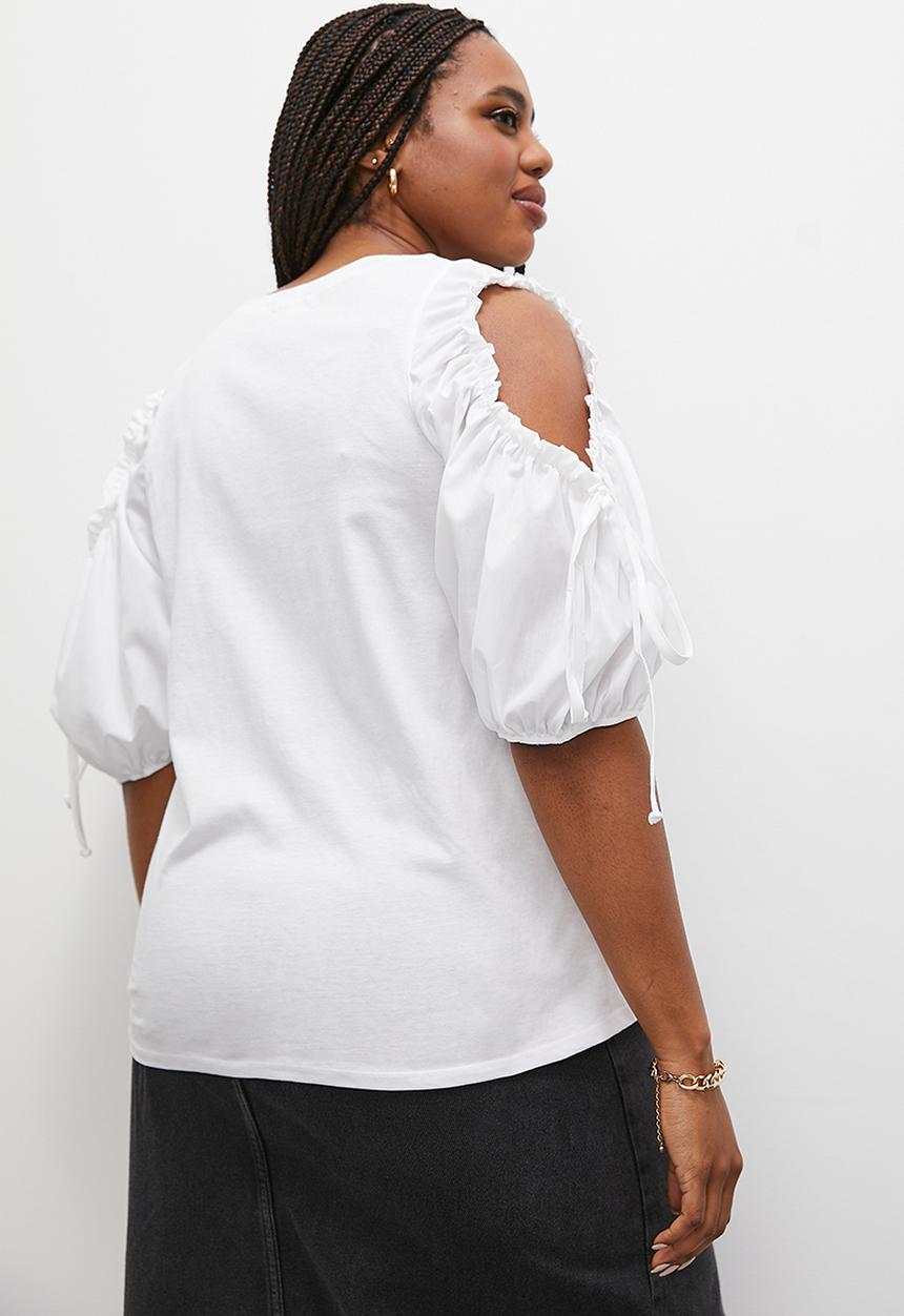 Superbalist - Contrast cut out tee - white