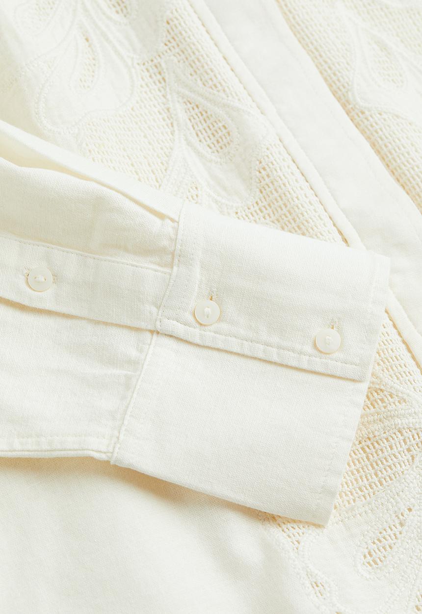 H&M - Embroidered shirt - cream