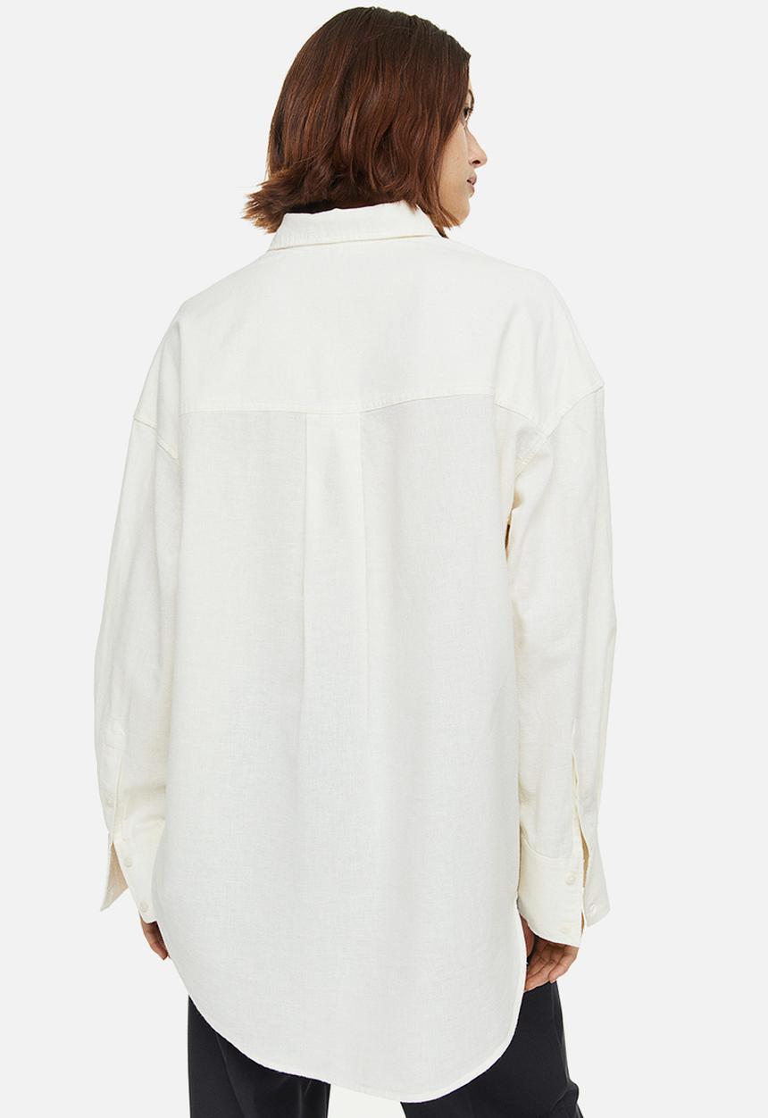 H&M - Embroidered shirt - cream