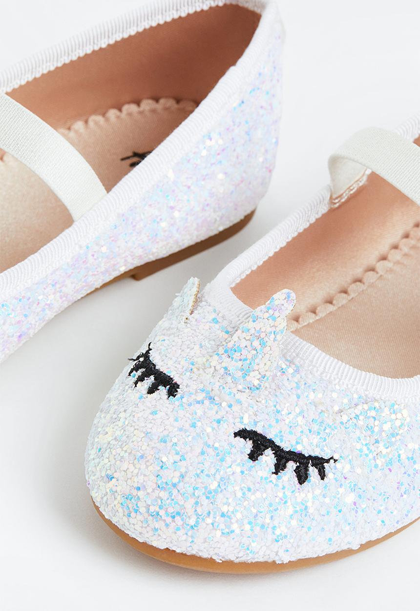 H&M - Ballet pumps - white / glitter 