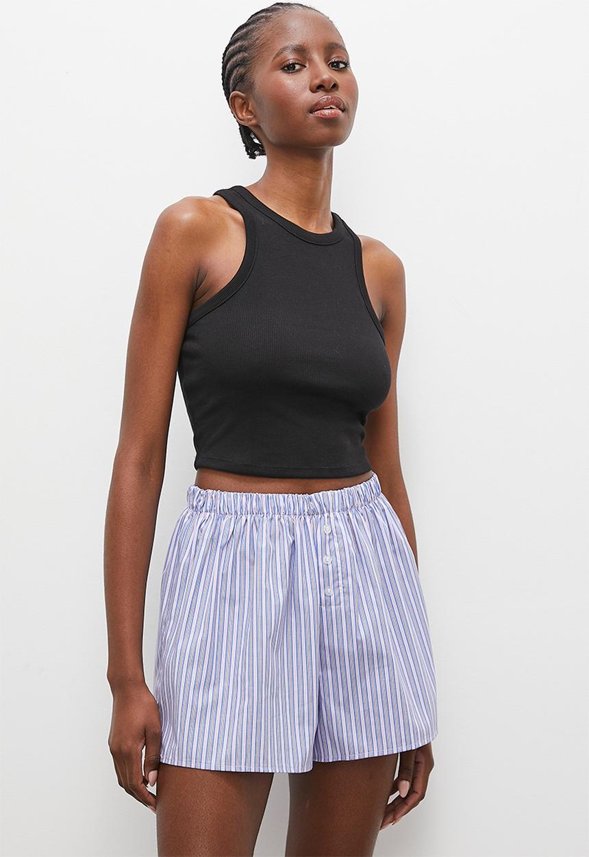 Superbalist - Easy fit woven sleep short - pink & blue stripe