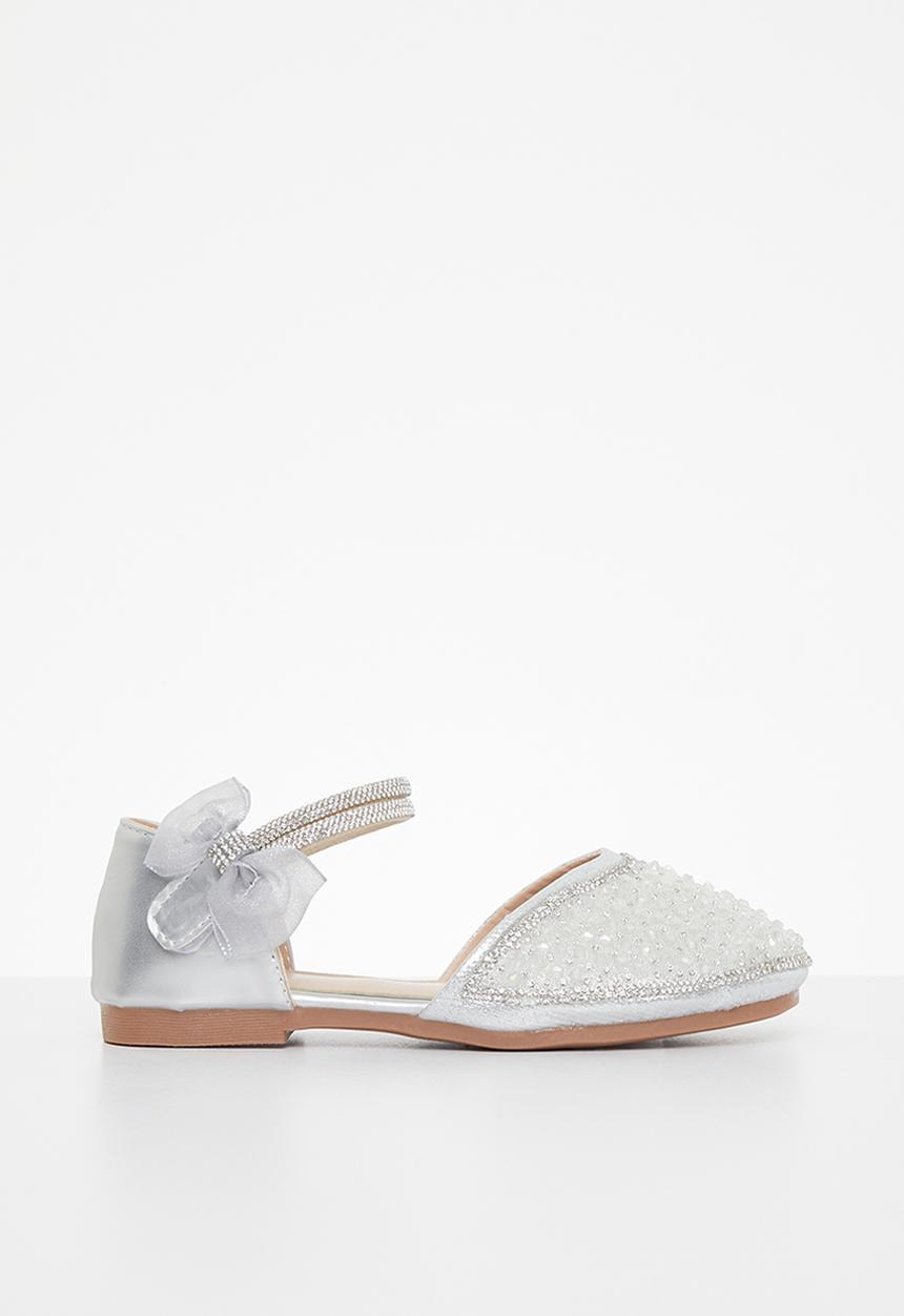 Pop Candy - Girls side closure with bow detail - silver grey