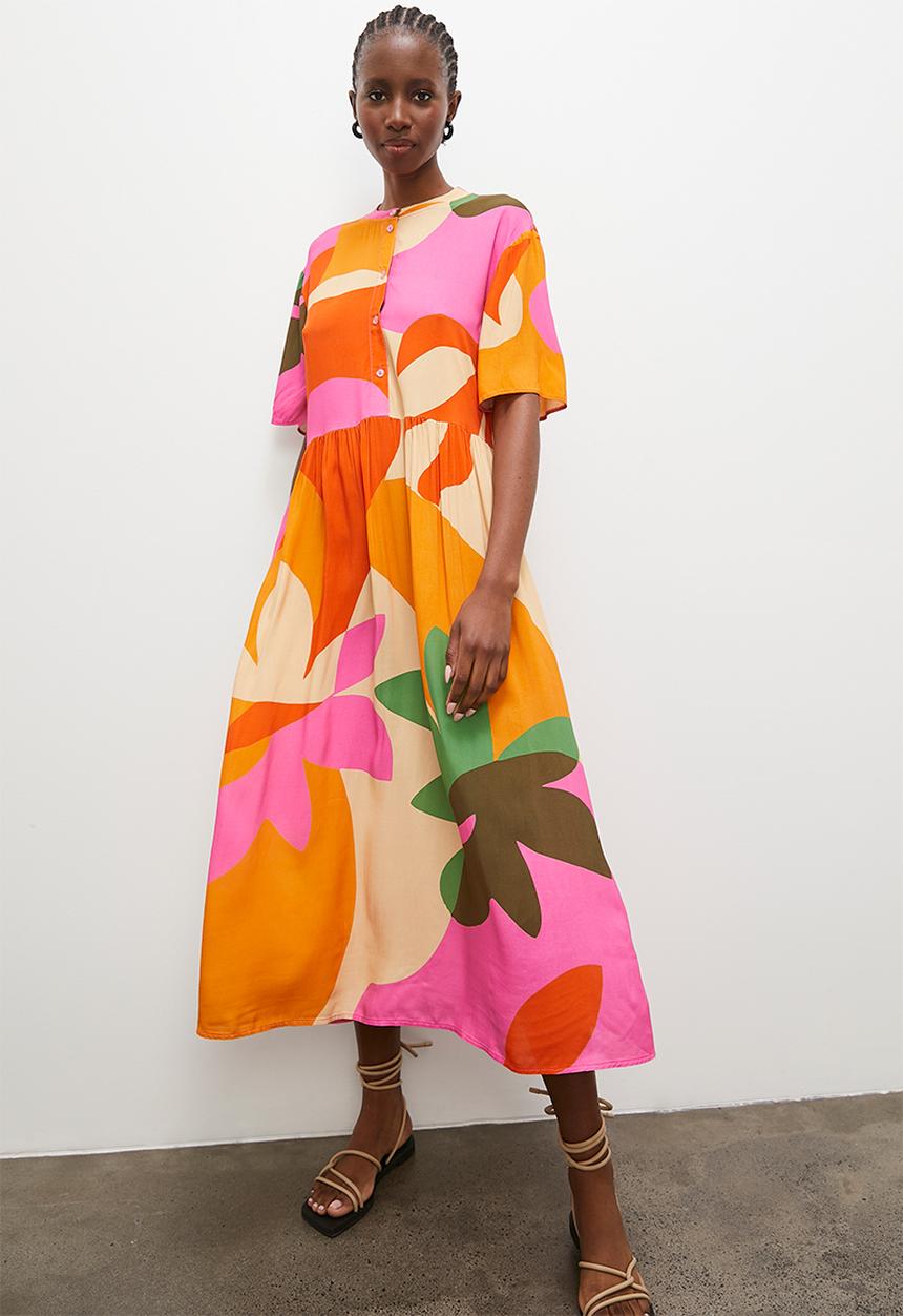 Superbalist - Mandarin collar shirt dress - multi