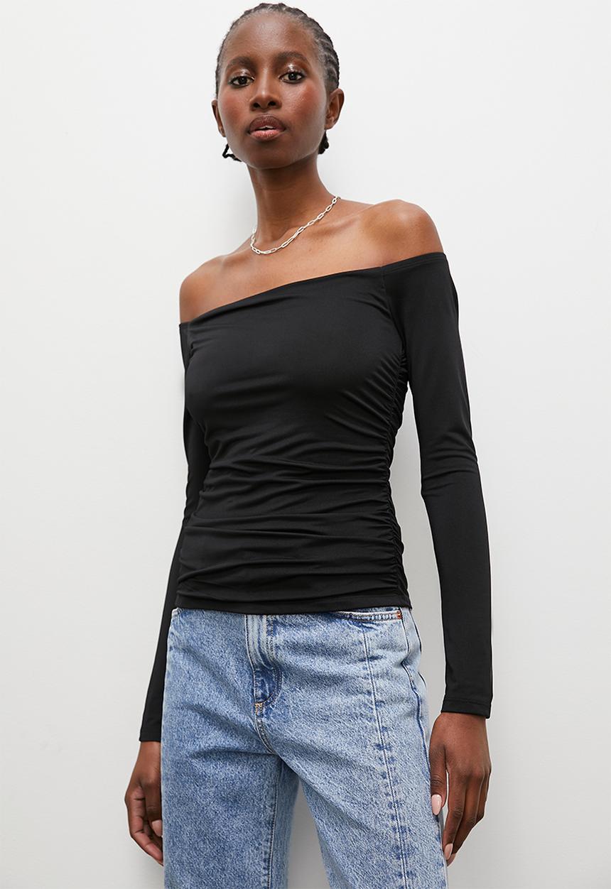 Superbalist - Ruched off the shoulder top - black