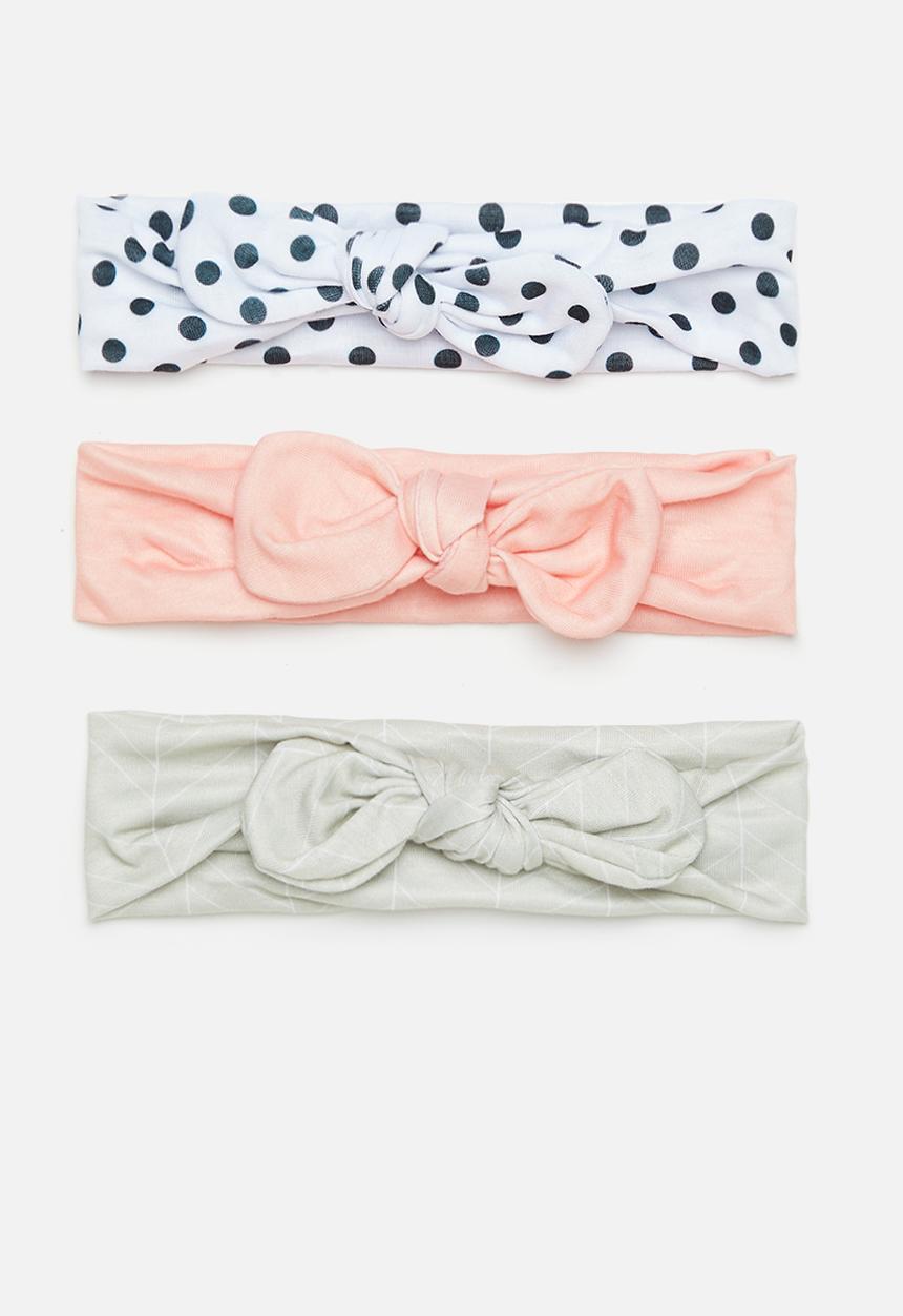 Pop Candy - 3 Pack baby girls bow headband - polka dot multi