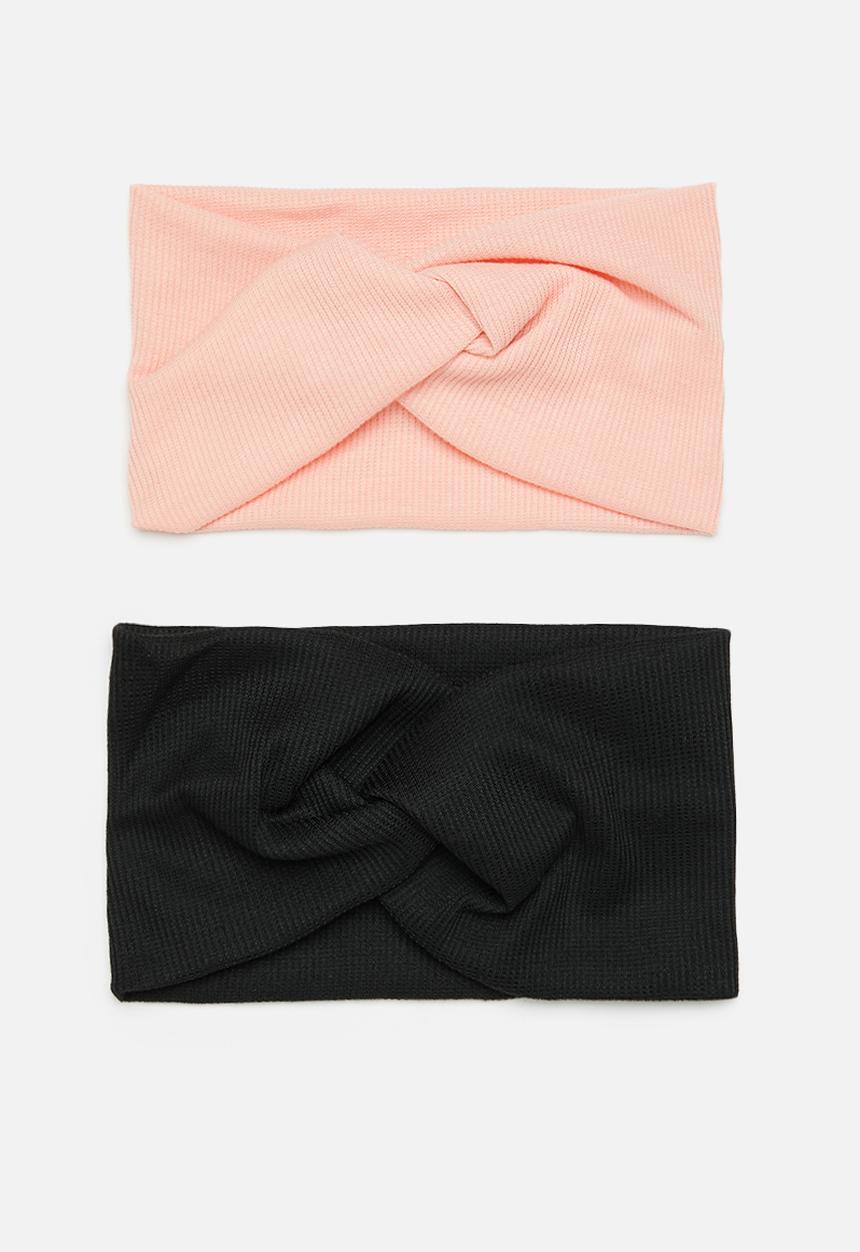 Pop Candy - 2 Pack baby girls headbands - pink & black