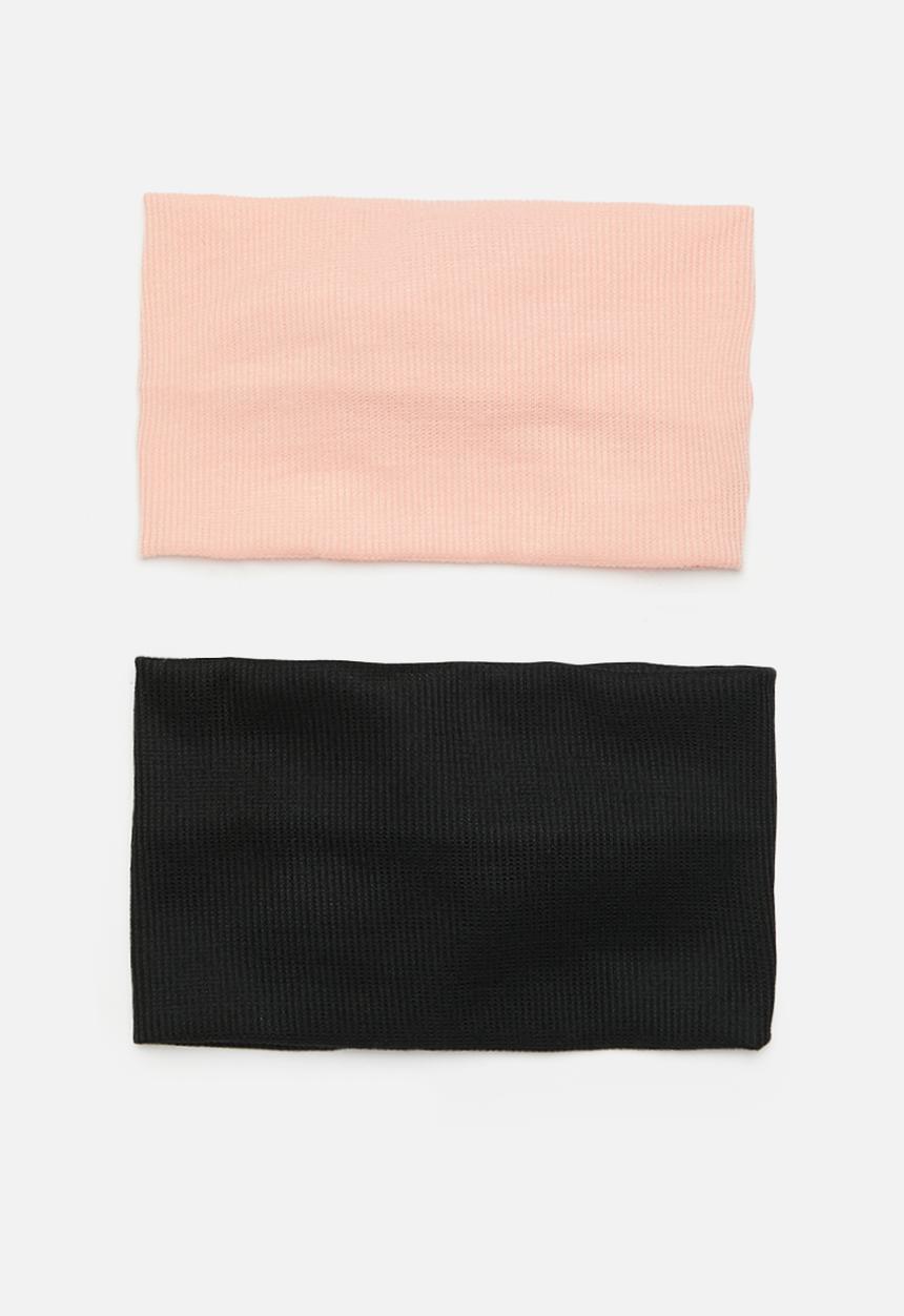 Pop Candy - 2 Pack baby girls headbands - pink & black