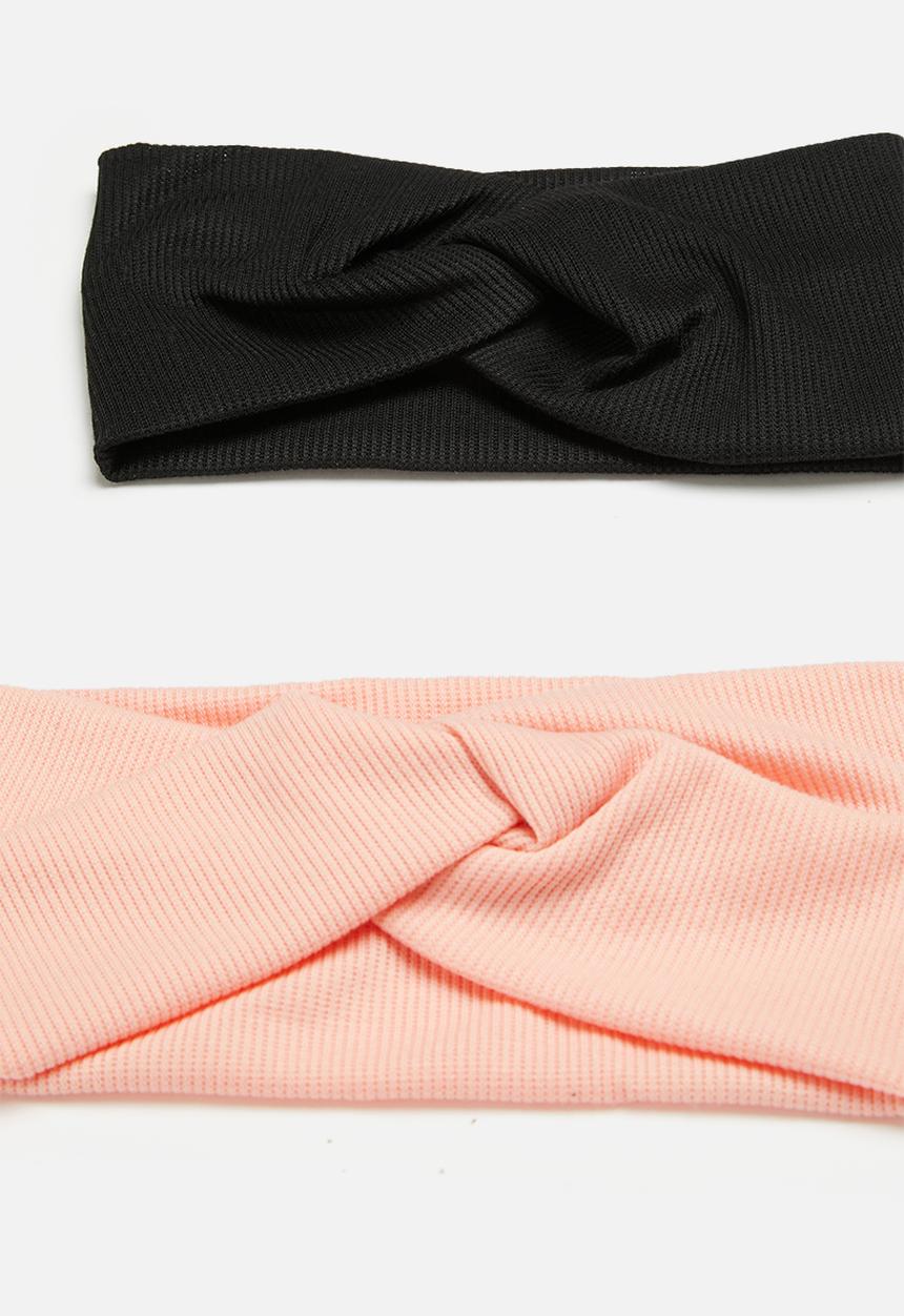 Pop Candy - 2 Pack baby girls headbands - pink & black