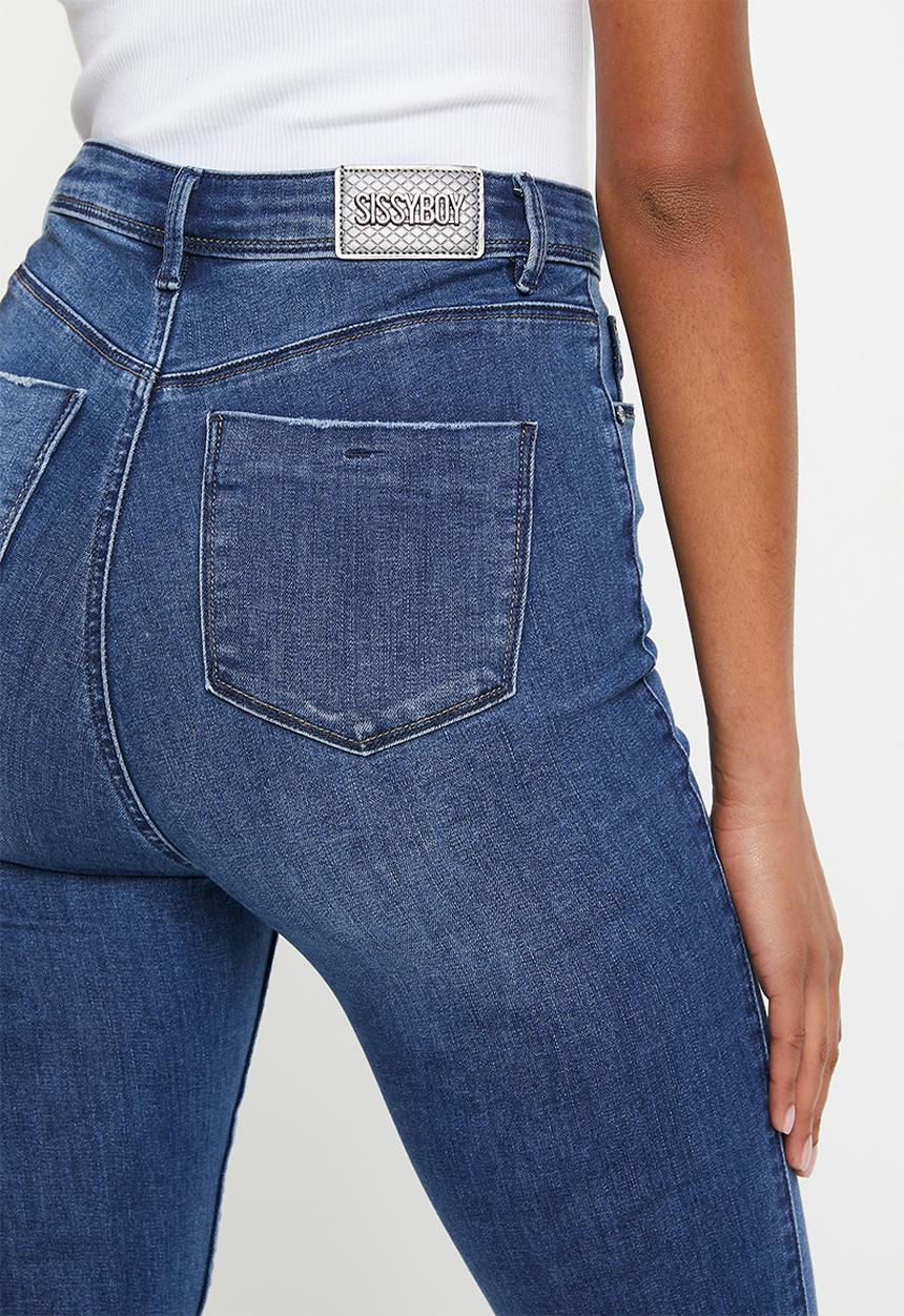 SISSY BOY - Ryder high waist sexy curvy fit with rips - med vintage