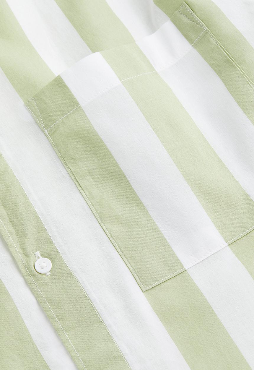 H&M - Cotton shirt regular fit - light green/white striped