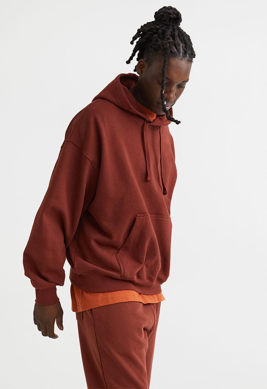 H&M - Oversized fit cotton hoodie - rust red
