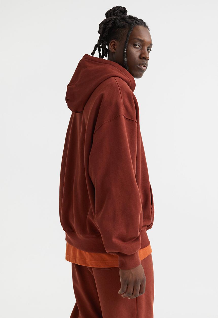 H&M - Oversized fit cotton hoodie - rust red