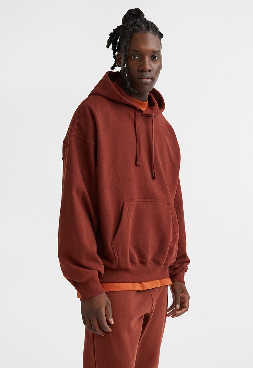 H&M - Oversized fit cotton hoodie - rust red