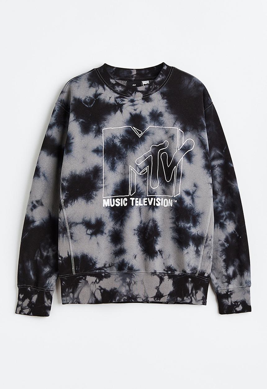 H&M - Oversized fit printed sweatshirt - dark grey/mtv