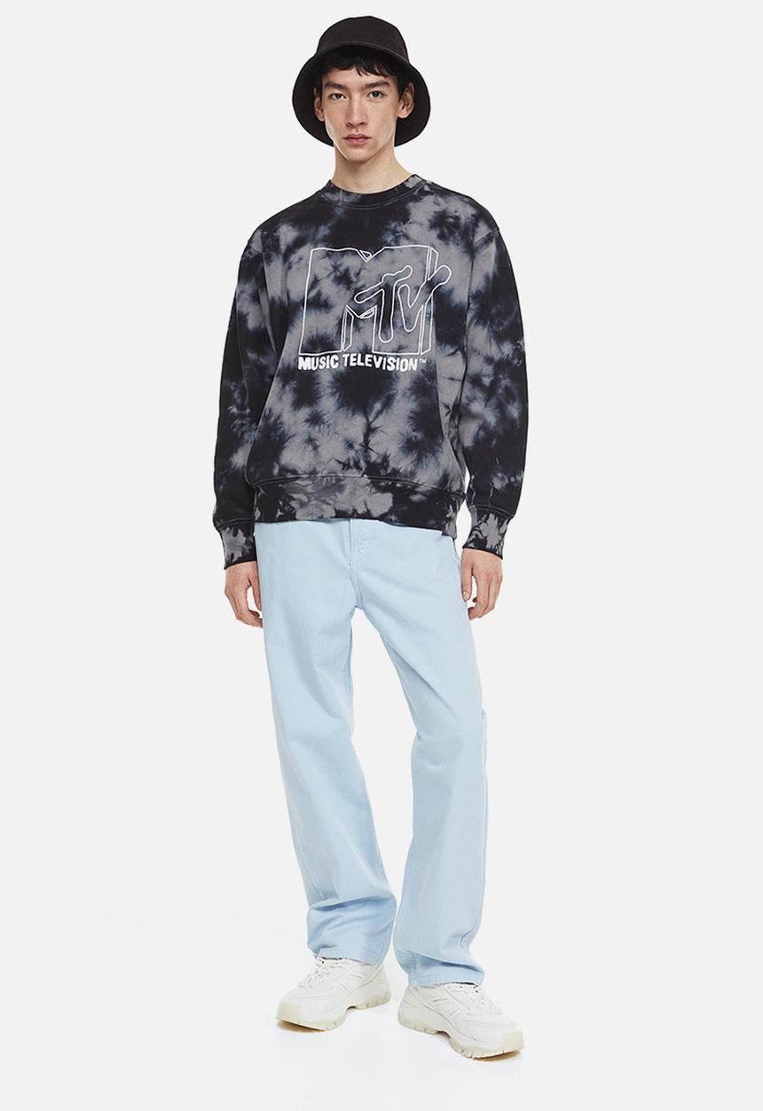 H&M - Oversized fit printed sweatshirt - dark grey/mtv