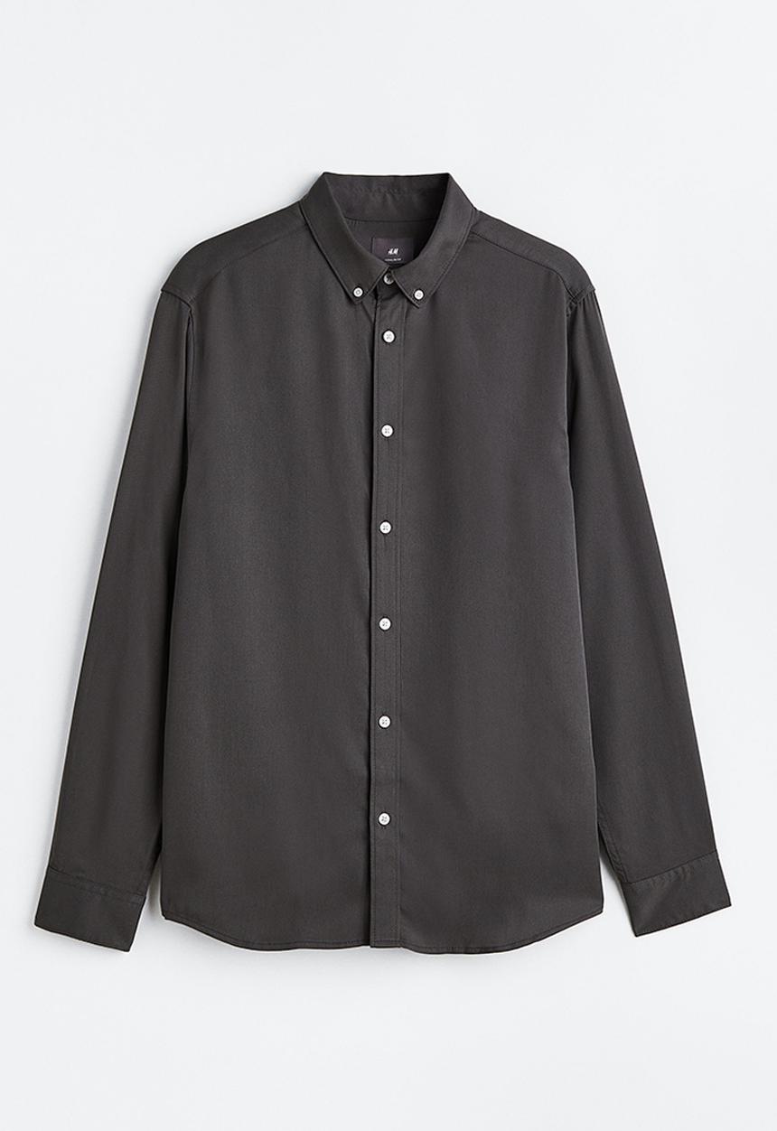 H&M - Regular fit lyocell shirt - dark grey