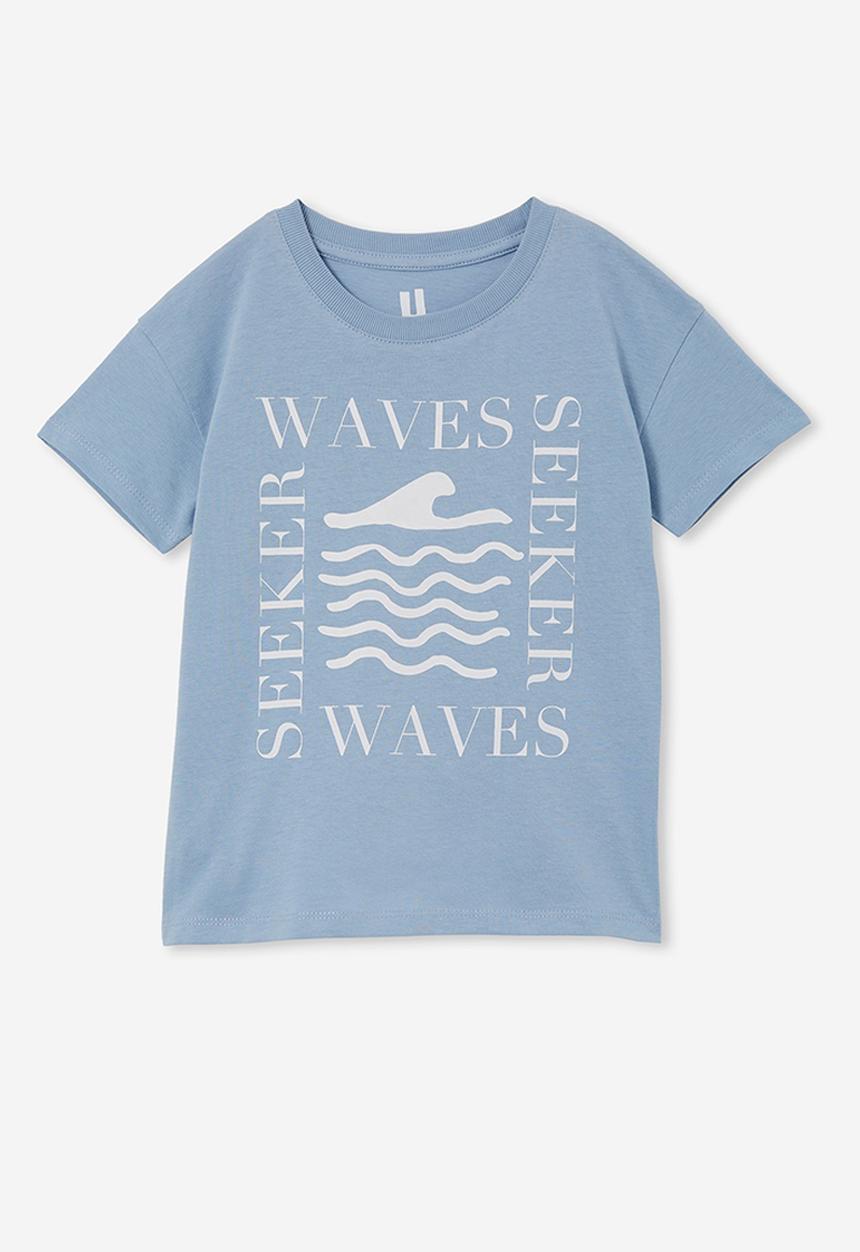 Cotton On - Poppy short sleeve print tee - dusty blue/waves seeker
