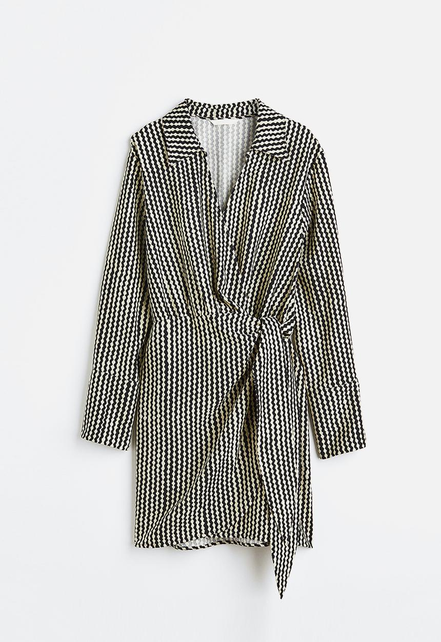 H&M - Wrap dress - black/patterned 