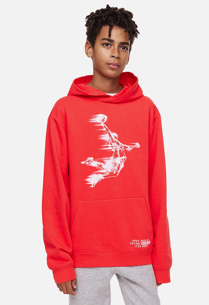 H&M - Printed hoodie - red/basketball